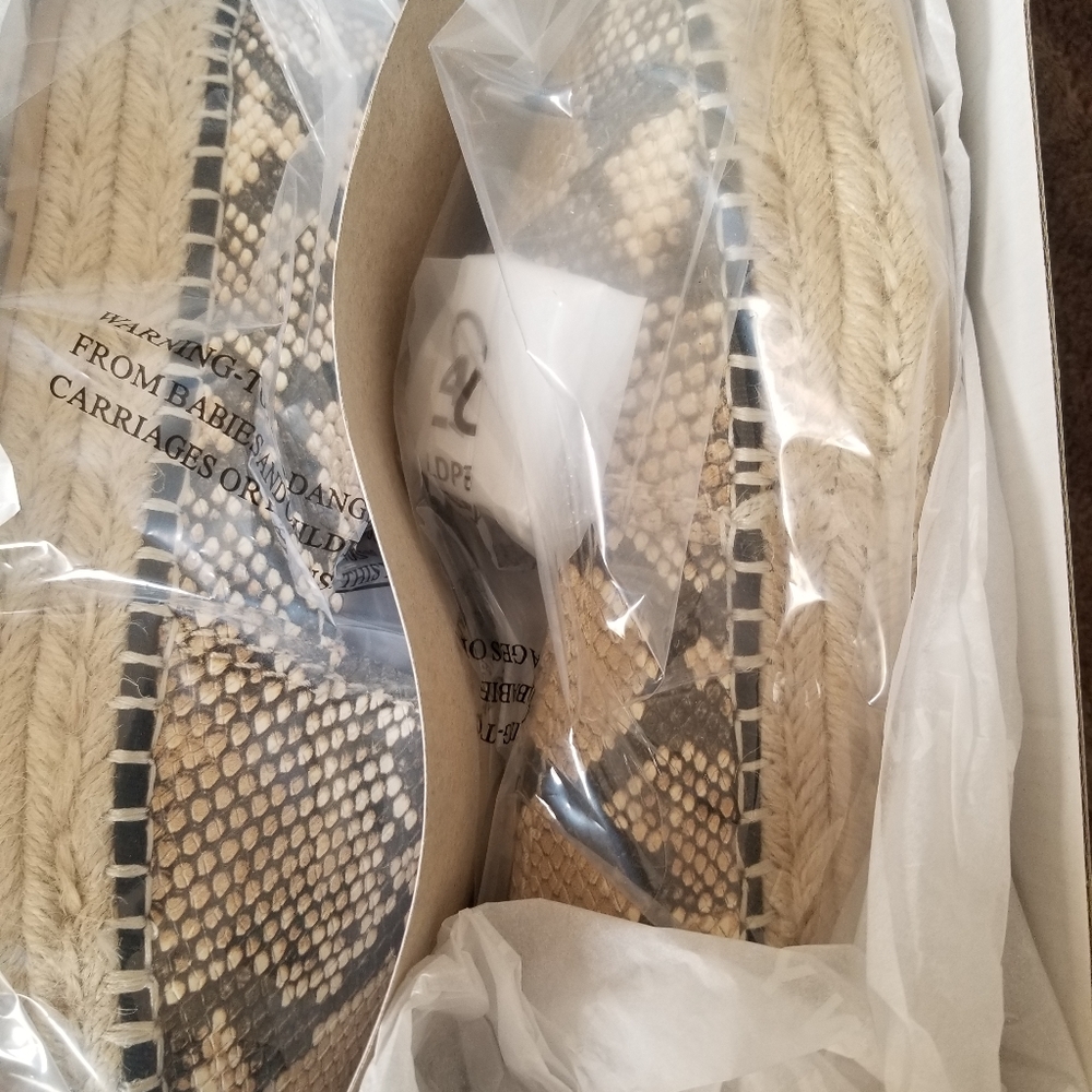 DKNY Beige and Black Snake-Print Espadrille Slip-Ons - Picture 7 of 7